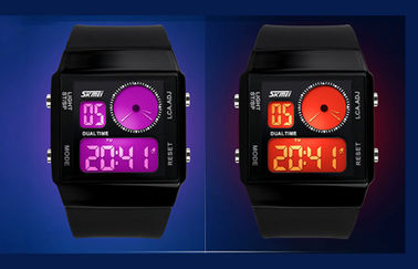Unisex Time đúp Analog Digital Xem Dual Time Với 5 màu sắc Backlights