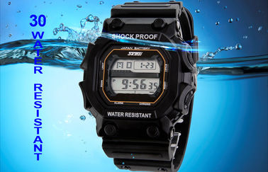 Skmei Quảng trường thể thao kỹ thuật số Xem EL Backlight Mens Buckle Đồng hồ