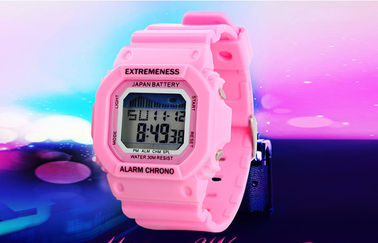 Ladies Elegant trắng kỹ thuật số Xem ABS Trường hợp 12/24 Đồng hồ đeo tay hr