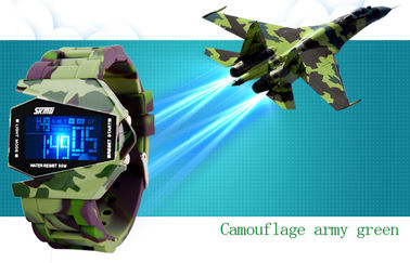 Máy đa chức năng kỹ thuật số Xem Unisex EL Backlight 3 ATM quân Đồng hồ đeo tay