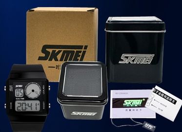 Hai Time Zone thao Mutifunction kỹ thuật số Xem nhựa Strap Với 5 màu sắc Backlights