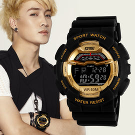 Unisex đa chức năng kỹ thuật số Đồng hồ EL Backlight Stopwatch PU Strap