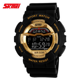 Unisex đa chức năng kỹ thuật số Đồng hồ EL Backlight Stopwatch PU Strap
