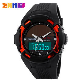 Dual Time Solar Power Outdoor Sport Digital Quartz sốc Đồng hồ