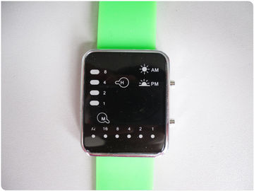 Màu xanh lá cây nhị phân LED Xem / Cao su Silicone dây đeo cổ tay Đồng hồ OEM