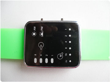 Màu xanh lá cây nhị phân LED Xem / Cao su Silicone dây đeo cổ tay Đồng hồ OEM