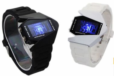 Đen và Trắng Máy bay có hình dạng đa chức năng kỹ thuật số Watch, chống thấm nước LED Xem