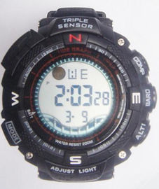 Ba Sensor Casio Phong cách đa chức năng kỹ thuật số Xem Dive 30m Chiều sâu PU nhạc