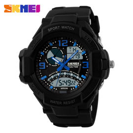 Dual Time Zone Alarm nam Đồng hồ bấm giờ, ngày Analog Quartz kỹ thuật số cổ tay Watch