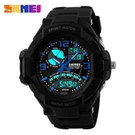 Dual Time Zone Alarm nam Đồng hồ bấm giờ, ngày Analog Quartz kỹ thuật số cổ tay Watch