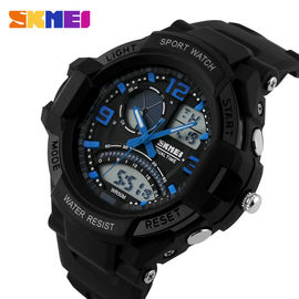 Dual Time Zone Alarm nam Đồng hồ bấm giờ, ngày Analog Quartz kỹ thuật số cổ tay Watch