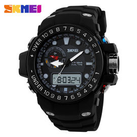 Đen mạnh PU Strap Analog Digital cổ tay Watch Với Shining Buckles