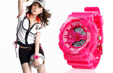 Phụ nữ Dual Time Thể thao Xem EL Backlight Với ​​Battery Nhật Bản
