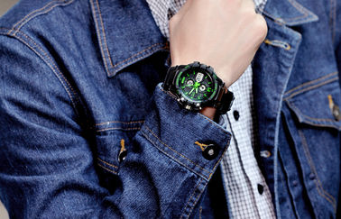 OEM Man Dual Time Zone Analog Digital cổ tay Watch Với Chime hàng giờ