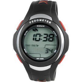 Chạy Waterproof Digital Calorie Pedometer Đồng hồ PU Strap