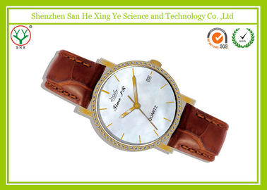 Kim cương sang trọng Jelly nam cổ tay Watch Nhật Bản Quartz Movt Với ​​Brown Strap