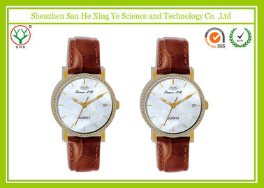 Kim cương sang trọng Jelly nam cổ tay Watch Nhật Bản Quartz Movt Với ​​Brown Strap