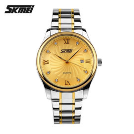 Đàn ông Vàng Quay số kim loại Strap Xem Custom Logo Với Lịch hiển thị