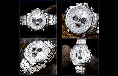 Mens kinh doanh 12/24 giờ kim loại Strap Xem hiển thị LCD Với Chime hàng giờ