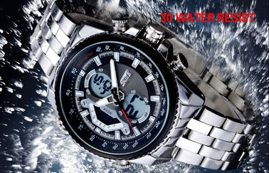 Mens kinh doanh 12/24 giờ kim loại Strap Xem hiển thị LCD Với Chime hàng giờ