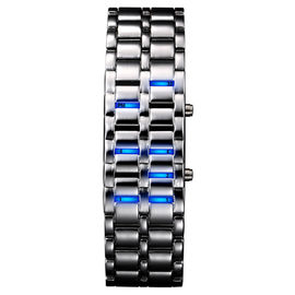 Tuỳ chỉnh kim loại nhạc Xem sắt Samurai xanh Led Bracelet Xem For Men