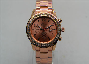 Rose vàng kim loại Strap Xem / Analog Quartz Xem 1ATM Waterproof