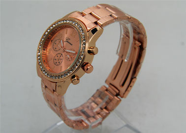 Rose vàng kim loại Strap Xem / Analog Quartz Xem 1ATM Waterproof