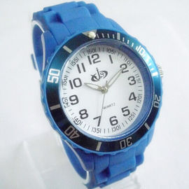 Cổ điển màu xanh trắng Quay Men silicone thạch anh xem Ice 43mm Không Ngày