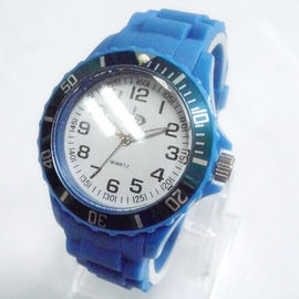 Cổ điển màu xanh trắng Quay Men silicone thạch anh xem Ice 43mm Không Ngày