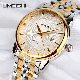 Vàng bạc Stainless Steel Business cổ tay Watch, chống nước Men Vogue kinh doanh Đồng hồ