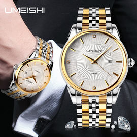 Vàng bạc Stainless Steel Business cổ tay Watch, chống nước Men Vogue kinh doanh Đồng hồ