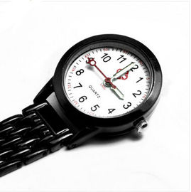 Fancy Đen stainess thép Quartz Nurse Fob Xem / Gel Với logo In