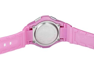 Vòng hồng PU phụ nữ không thấm nước Sport Xem Với LCD báo quà tặng đồng hồ đeo tay