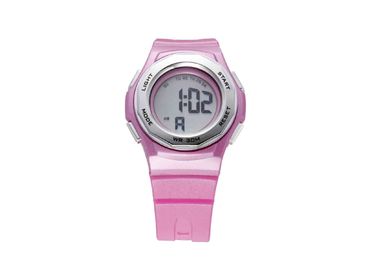 Vòng hồng PU phụ nữ không thấm nước Sport Xem Với LCD báo quà tặng đồng hồ đeo tay