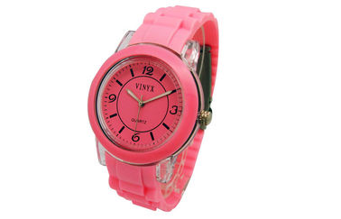 Vòng đeo cổ tay silicone xem hồng Customized Đồng hồ đeo tay hợp kim Bezel